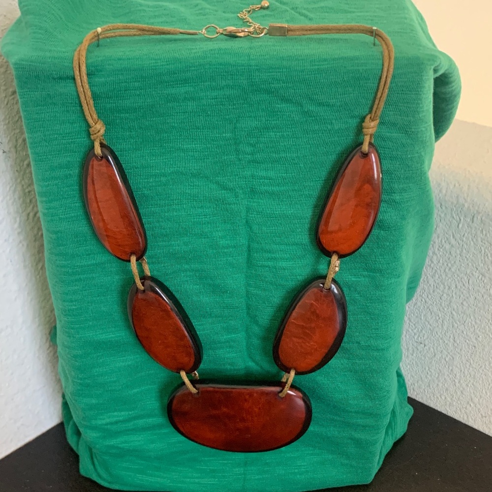 Macy's Bold Brown/ Copper Acrylic Stone Necklace.